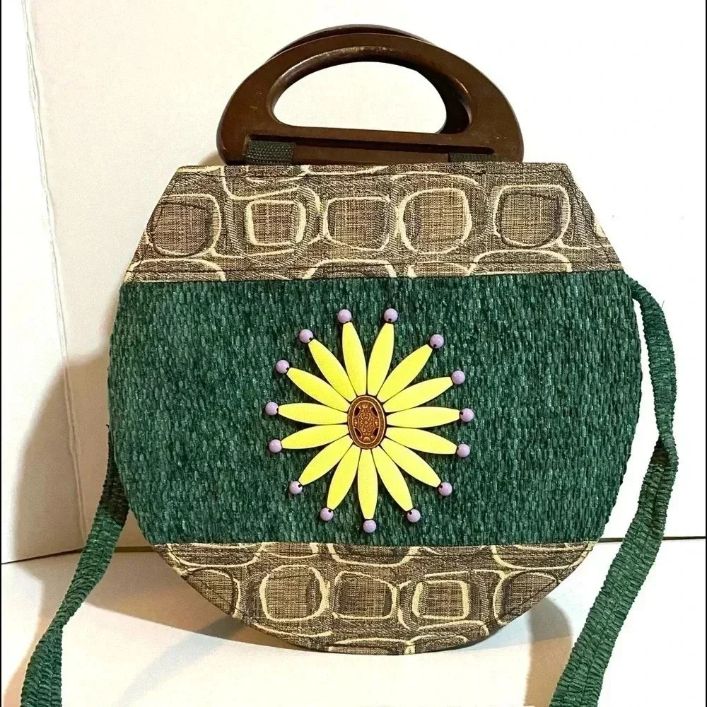 Handcrafted multicolor woven satchel handbag